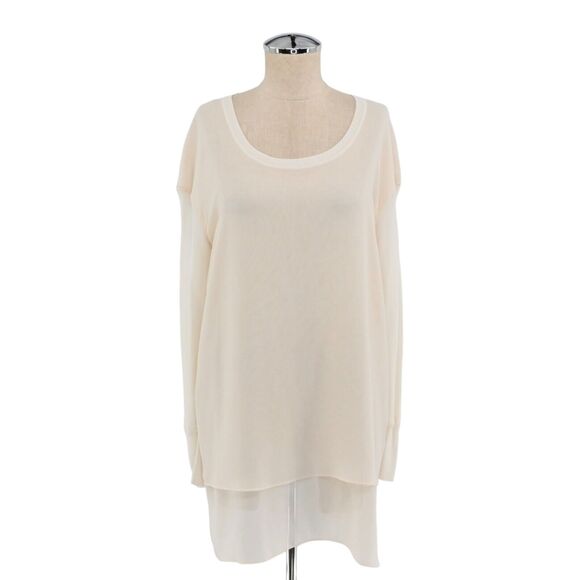 rag & bone Tops - RAG BONE Top Womens Size XS Daria Silk Tunic Ivory Layered Long Knit Sleeve Boho